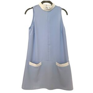 A1. Amanda Uprichard Light Blue 60s-style Mini Swing Dress Pocket